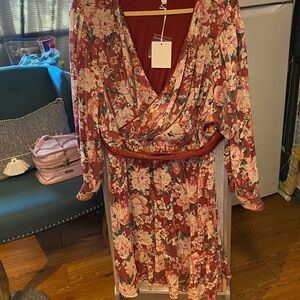 LC Lauren Conrad Floral Wrap Dress - Red and Pink